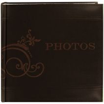 Pioneer Embroidered Scroll Leatherette Photo Album 8 inch X8 inch Brown
