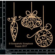 Scrapaholics Laser Cut Chipboard 1.8mm Thick-Flourish Dangle Ornaments, 3/Pkg 1.25"-4