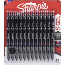 Sharpie S-Gel .7mm Medium Point Pens 12/Pkg-Business Colors - Black, Blue & Red