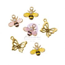 Miel By Frank Garcia Butterfly and Bee Charms 6 Per Pkg