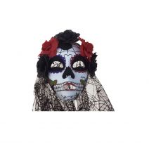 Kbw Women's Day of the Dead Flowers & Veil Full Mask