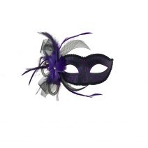 Kbw Women's feather and Veil Eye Mask, Purple