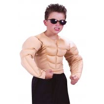 Fun World Boys Bodybuilder Muscle Shirt Costume Tan Medium 8 10 Multicolor