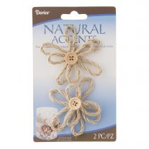 Floral Jute Flower With Button Light Natural 2.5 Inches