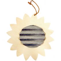 Unfinished Wood Shape with Corrugated Metal Sunflower
