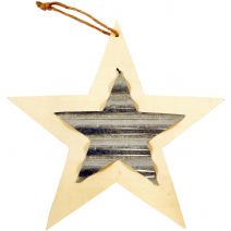 Unfinished Wood Shape with Corrugated Metal Star