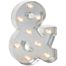 Metal Marquee Symbol - Ampersand -Galvanized Silver 9.875 Inches
