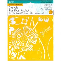 Self Adhesive Stencil Large Flowers 6 X 6 Inches