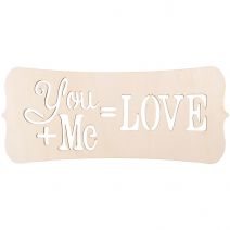 Laser Cut Wood Sign Fancy Rectangle You and Me Love Plaque 14 X 5.5 Inches