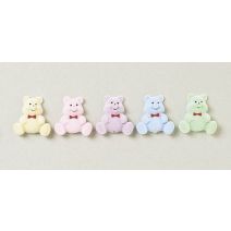 Flocked Bear Pastel Colors 1.5 Inches