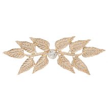 David Tutera Wedding Brooch Gold Metal Leaf With Rhinestones