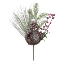 Christmas Pine Mix Pick With Bird Nest 7.9 X 12Inches