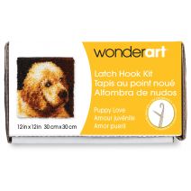 Wonderart Latch Hook Kit 12"X12"-Puppy Love