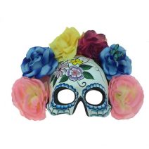 Kbw Women's Day of the Dead Flowers Half Mask With Butterfly