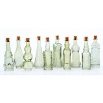 Glass Bottle Assorted Green 5 Inches 1 Pack of 10 Pieces