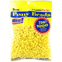 Pony Beads Plastic Opaque Lemon 9mm Big Value Pack