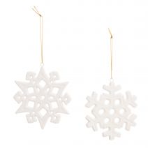 Christmas Decoration Assorted Styles Ceramic White Snowflake , 4.13 inch , 2 pc