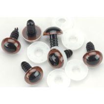 Shank Back Animal Eyes with Plastic Washers 18 mm Brown