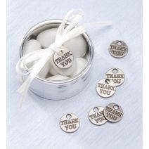 Favor Charms Thank You Round Silver 9/16 Inches