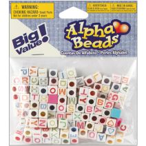 Alphabet Beads 6 mm White with Multicolor Letters