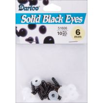 Shank Back Solid Eyes with Plastic Washers 6 mm Black Black