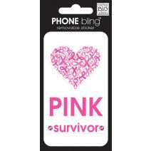 Me And My Big Ideas Phone Bling Removable Cell Phone Embellishment Ribbon Heart Pink Survivor