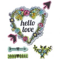 Sizzix Hello Love Collection Framelits Die With Clear Acrylic Stamp Set Hello Love