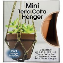 Pepperell Mini Terra Cotta Pot & Jute Plant Hanger Set-