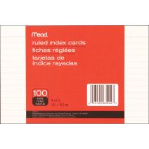 Mead Index Cards 4"X6" 100/Pkg-Ruled White